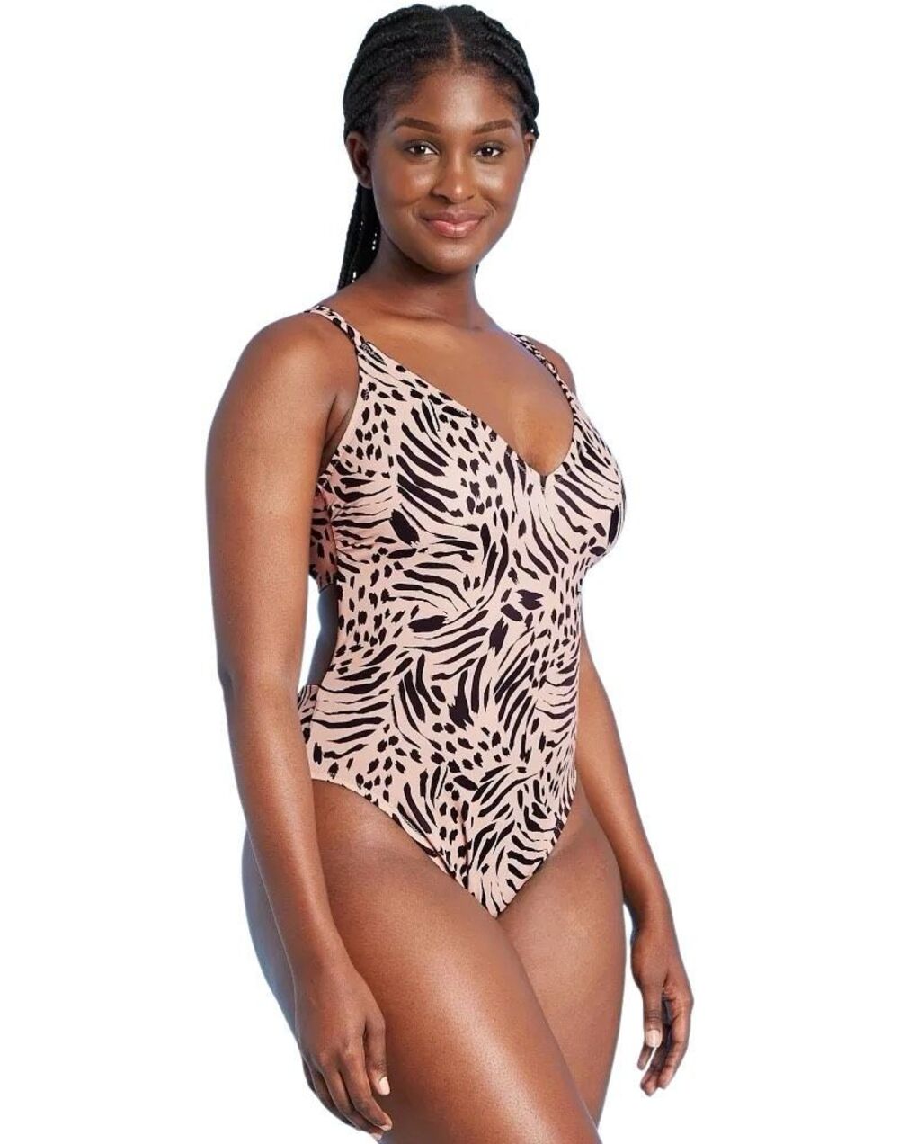 Shade & Shore Swim Monokini Striped One Piece Swimsuit Large
